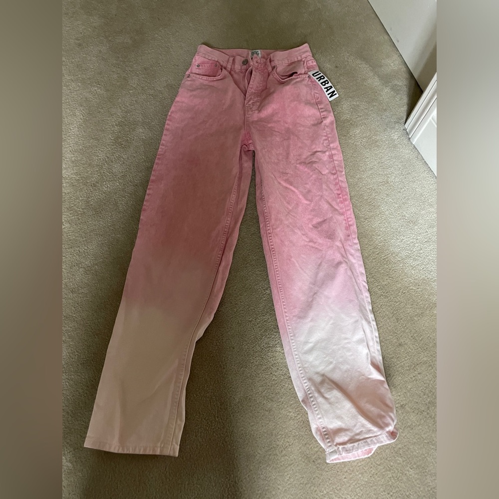 pink BDG urban outfitters high rise baggy jeans